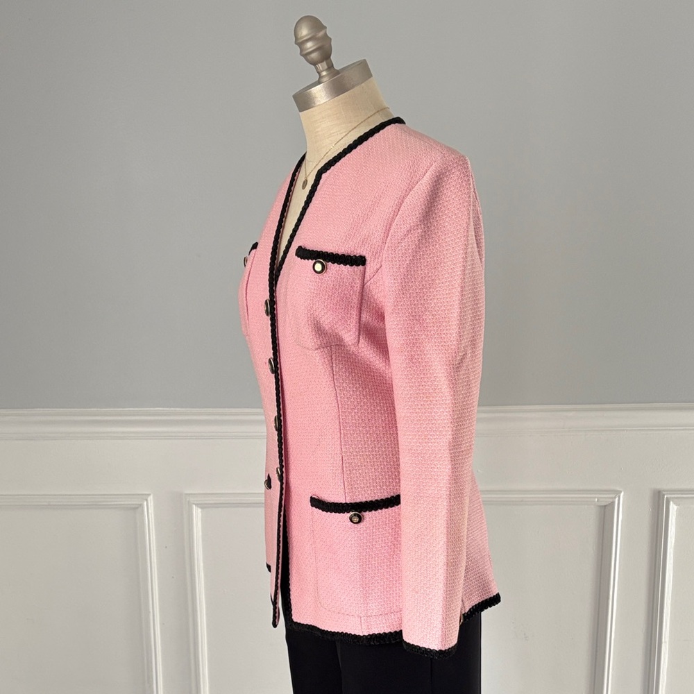St. John Pink Blazer with Black Accents - Picture 6 of 12